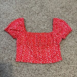 SHEIN Red Floral Crop Top